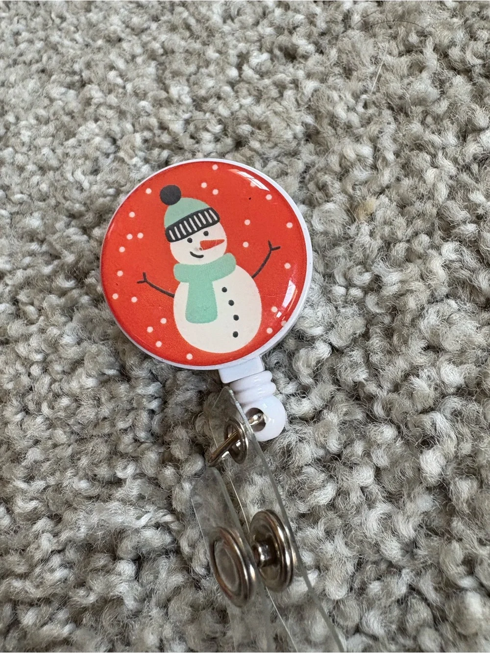 Holiday Snowman Badge Reel - Red and Mint